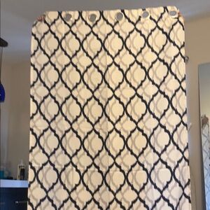 Navy and White Patterned Curtain
